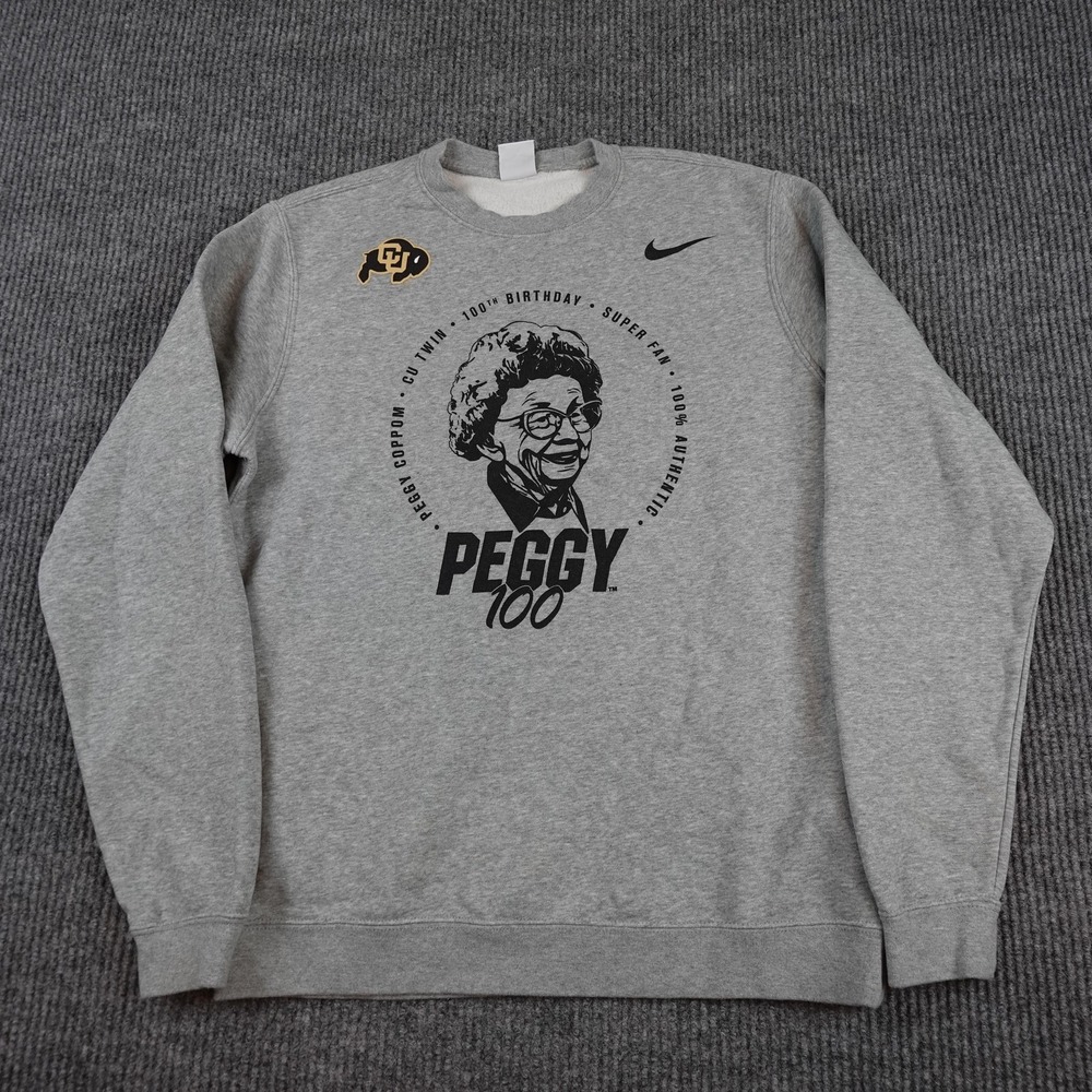 Colorado Buffaloes Sweatshirt Mens Medium Gray NCAA Nike Peggy 100 Crewneck